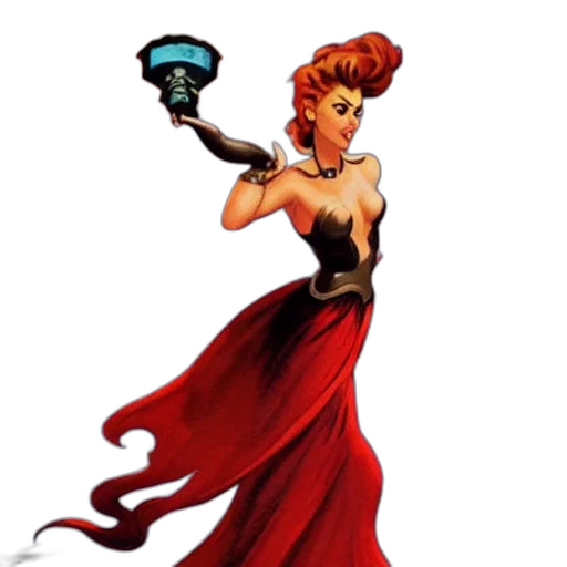 staff, dress, concept art, comic book art, pixel art, cartoon, angry, scarlett transparent PNG cut-out