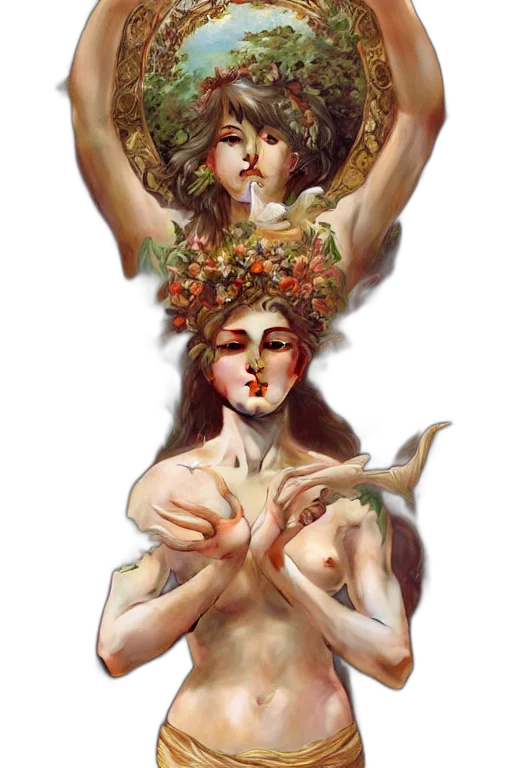 crown, jewelry, fantasy art, oil painting transparent PNG cut-out
