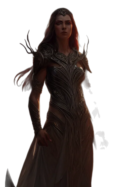 dress, staff, fantasy art, concept art, comic book art, 3d render, fire, dark transparent PNG cut-out