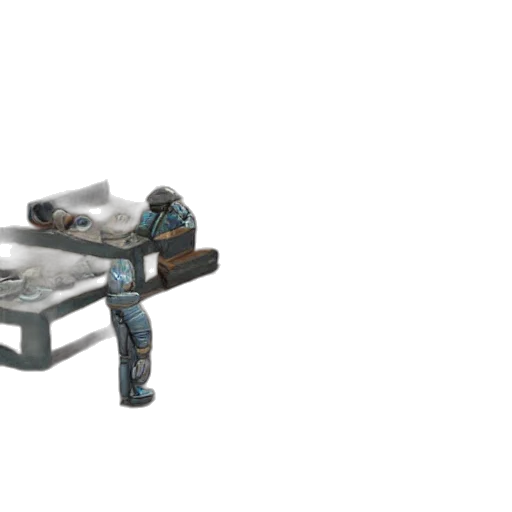 robot, weapon, furniture, staff, 3d render, concept art, outer space, still transparent PNG cut-out