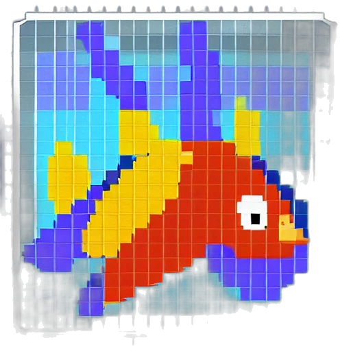 animal, pixel art, colorful, pixel, fish, video, game transparent PNG cut-out