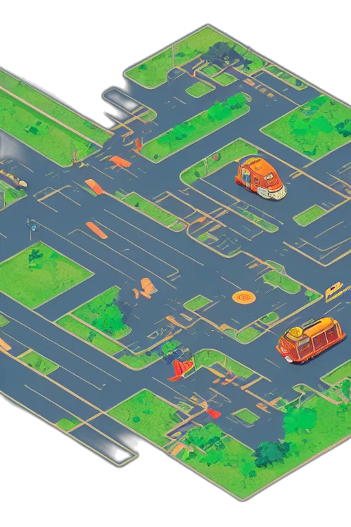 3d render, concept art, pixel art, city street transparent PNG cut-out