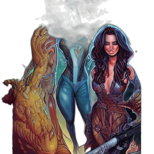 comic book art, fantasy art, concept art, underwater transparent PNG cut-out