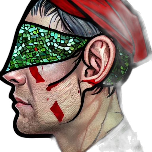 face, cyberpunk, comic book art, concept art, photorealistic, red, beautiful, detailed transparent PNG cut-out