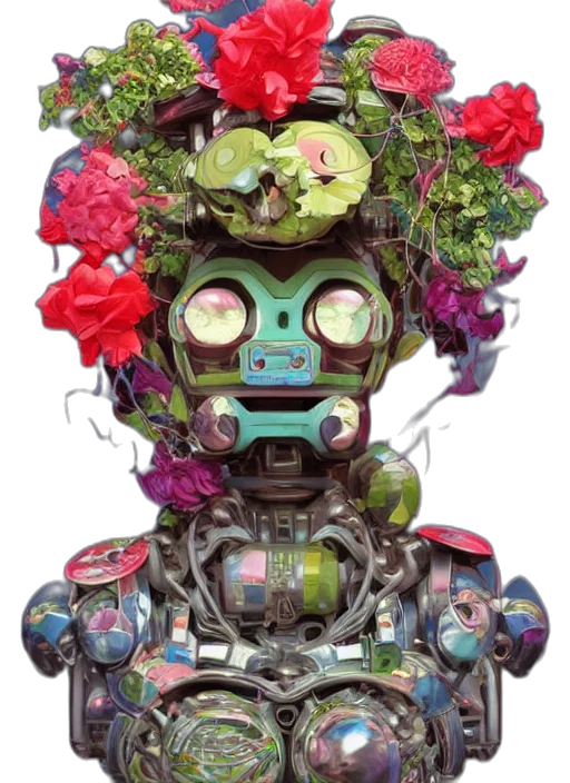 robot, mask, face, crown, concept art, cyberpunk, 3d render, fantasy art transparent PNG cut-out