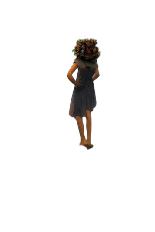 dress, staff, flower, crown, 3d render, concept art, pixel art, photorealistic transparent PNG cut-out