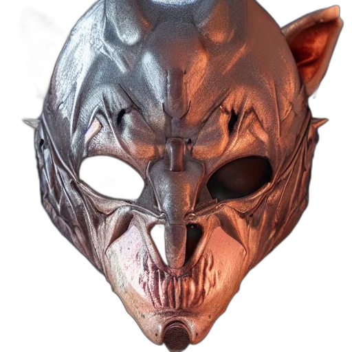 mask, face, creature, jewelry, concept art, 3d render, cyberpunk, photorealistic transparent PNG cut-out