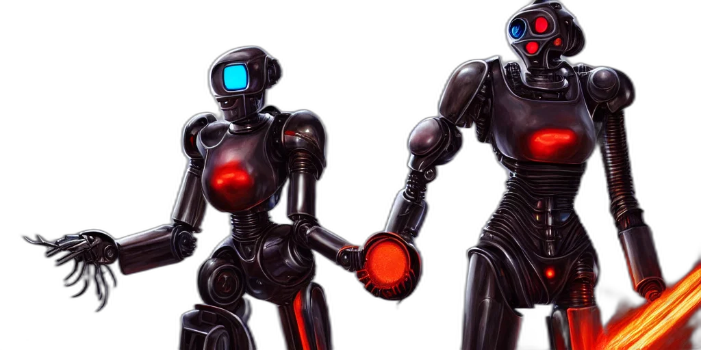 robot, concept art, 3d render, cyberpunk transparent PNG cut-out
