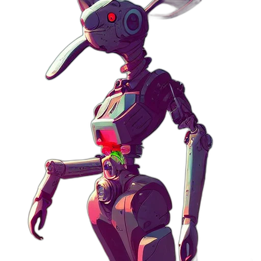 robot, creature, staff, animal, concept art, cyberpunk, 3d render, pixel art transparent PNG cut-out