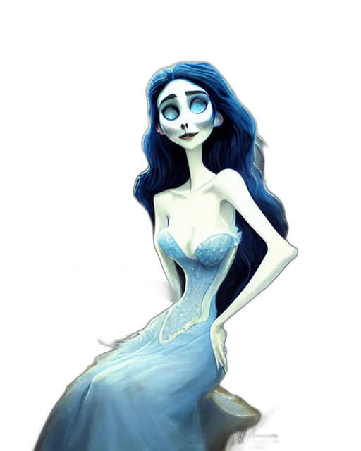 dress, jewelry, fantasy art, concept art, comic book art, watercolor, underwater, blue transparent PNG cut-out