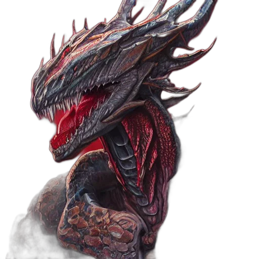 dragon, creature, mask, staff, concept art, fantasy art, photorealistic, pixel art transparent PNG cut-out