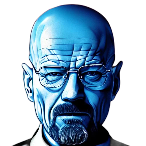 face, robot, staff, comic book art, cartoon, concept art, photorealistic, blue transparent PNG cut-out