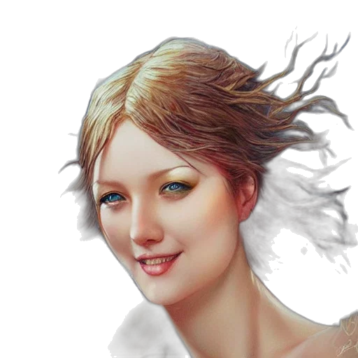 face, hair, crown, staff, photorealistic, fantasy art, concept art, oil painting transparent PNG cut-out