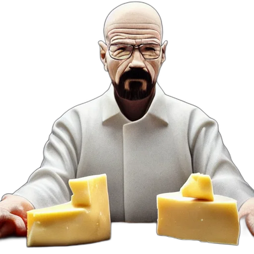 food, 3d render, concept art, walter, white, made, out, cheese transparent PNG cut-out