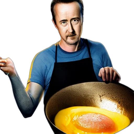 food, photorealistic, cartoon, concept art, comic book art, egg, frying, pan transparent PNG cut-out