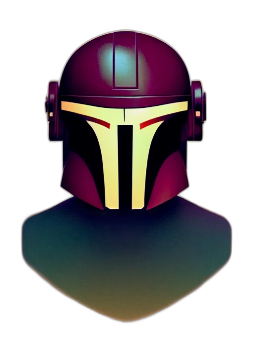 mask, robot, concept art, pixel art, 3d render, comic book art, dark, mandalorian transparent PNG cut-out