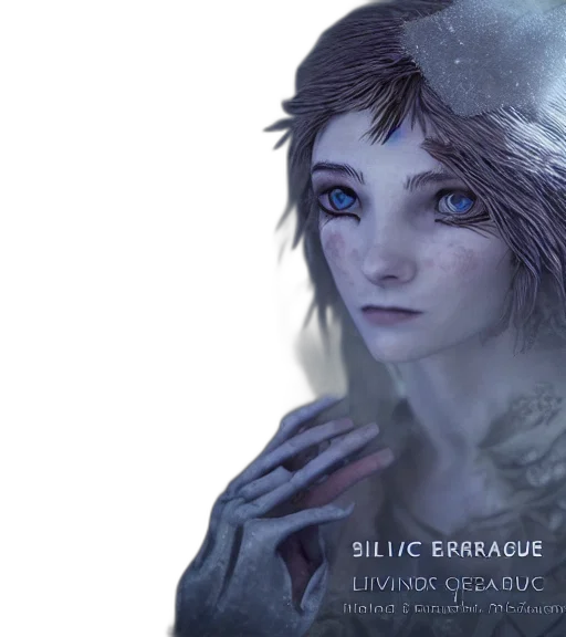 face, concept art, fantasy art, photorealistic, 3d render, snow, blue, monochrome transparent PNG cut-out