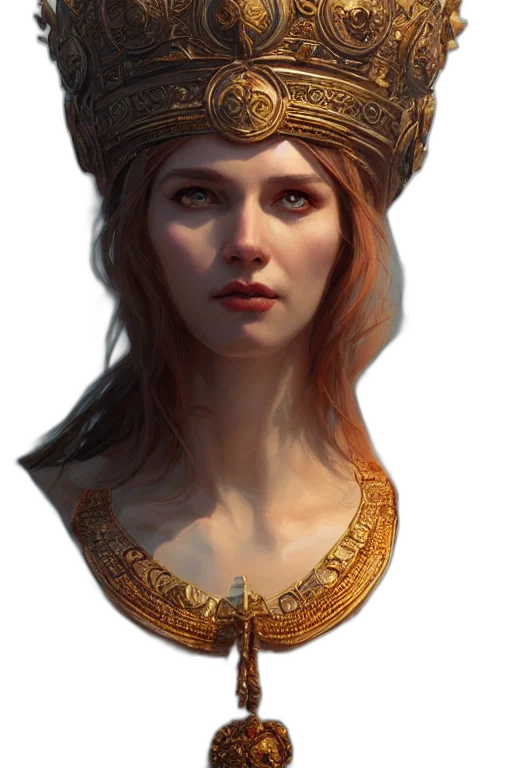 crown, face, hat, jewelry, fantasy art, concept art, photorealistic, oil painting transparent PNG cut-out