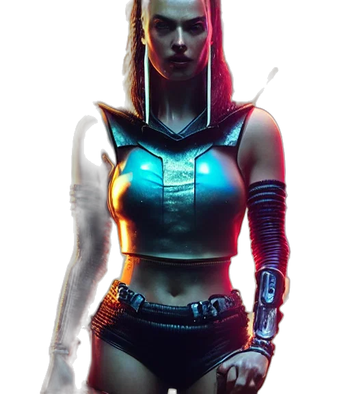 robot, sword, weapon, staff, cyberpunk, concept art, comic book art, fantasy art transparent PNG cut-out