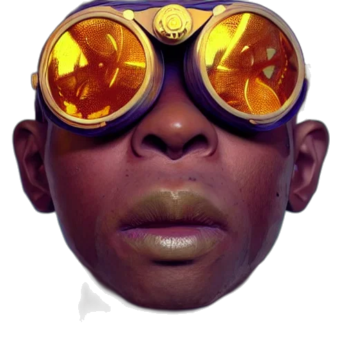 mask, face, crown, 3d render, concept art, photorealistic, cyberpunk, golden transparent PNG cut-out