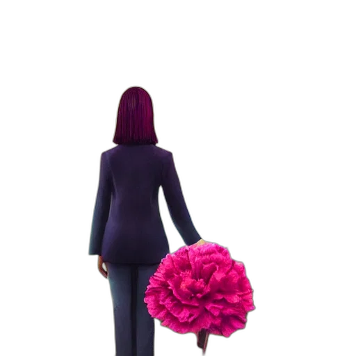 dress, jacket, flower, staff transparent PNG cut-out