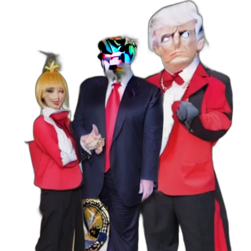 staff, mask, concept art, cartoon, anime, 3d render, trump, wearing transparent PNG cut-out