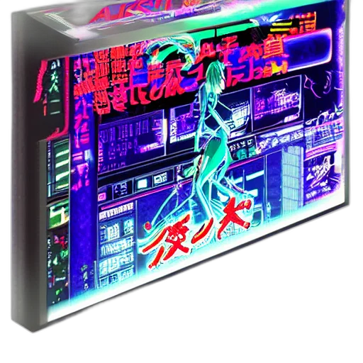 robot, vaporwave, cyberpunk, concept art transparent PNG cut-out