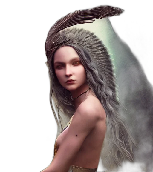 hair, dragon, creature, hat, fantasy art, photorealistic, concept art, oil painting transparent PNG cut-out