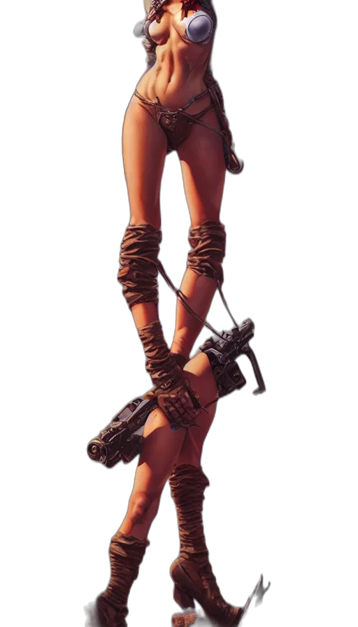 weapon, staff, shoes, robot transparent PNG cut-out