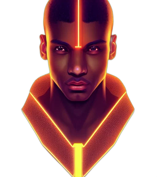 face, robot, crown, jacket, cyberpunk, concept art, pixel art, fantasy art transparent PNG cut-out