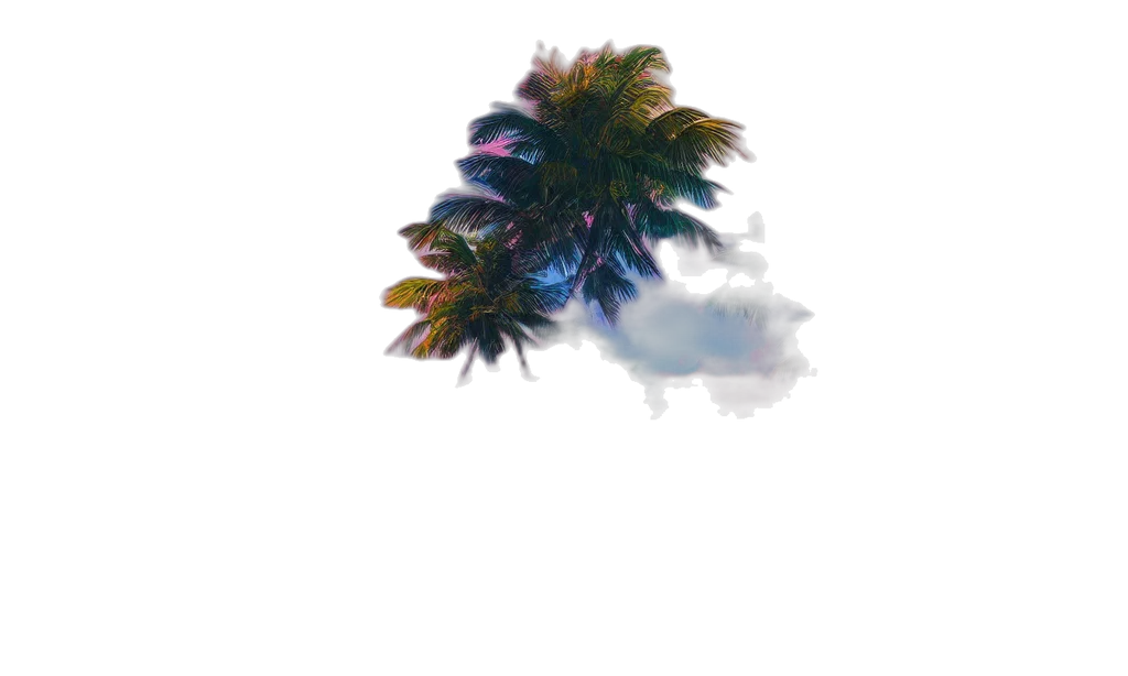 tree, umbrella, hat, hair, vaporwave, 3d render, photorealistic, pixel art transparent PNG cut-out