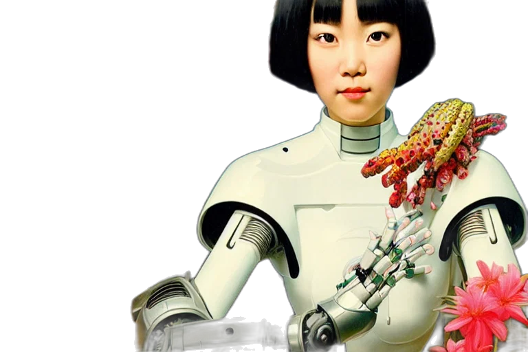 robot, cyberpunk, concept art, photorealistic transparent PNG cut-out