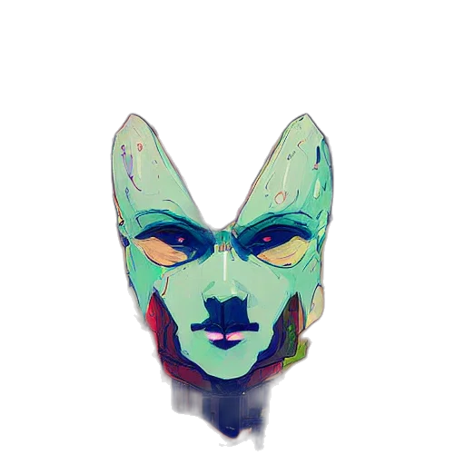 mask, creature, face, animal, watercolor, concept art, fantasy art, vaporwave transparent PNG cut-out