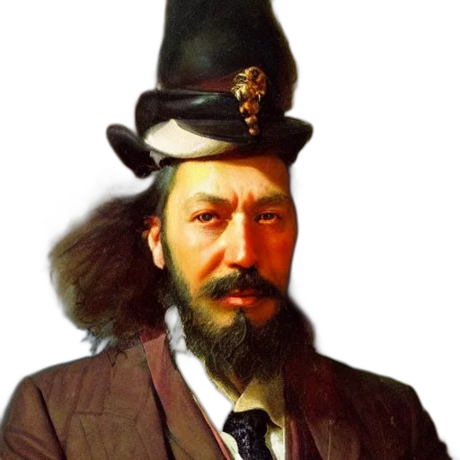 hat, staff, hair, face, photorealistic, oil painting, concept art, fantasy art transparent PNG cut-out