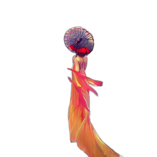 dress, staff, umbrella, hair transparent PNG cut-out