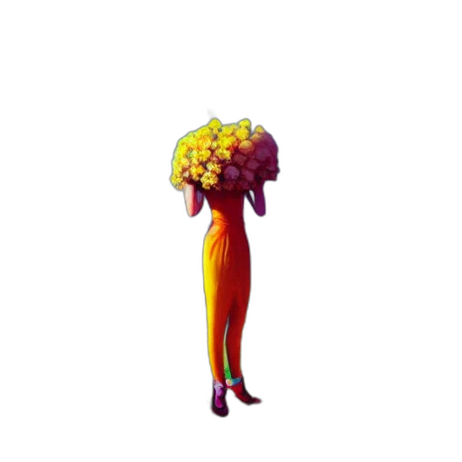 flower, crown, hair, staff, pixel art, concept art, 3d render, photorealistic transparent PNG cut-out