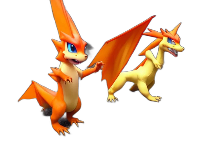 dragon, animal, creature, staff, 3d render, concept art, fantasy art, pixel art transparent PNG cut-out