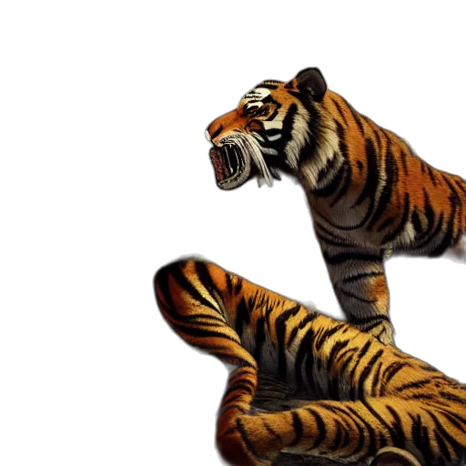 animal, creature, photorealistic, concept art, 3d render, comic book art, tiger, fire transparent PNG cut-out