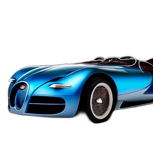 car, photorealistic, 3d render, concept art, cartoon, blue, bugatti, type transparent PNG cut-out