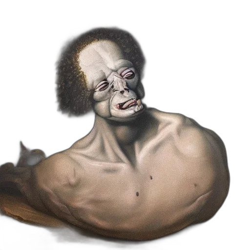 face, creature, mask, hair, photorealistic, concept art, fantasy art, watercolor transparent PNG cut-out