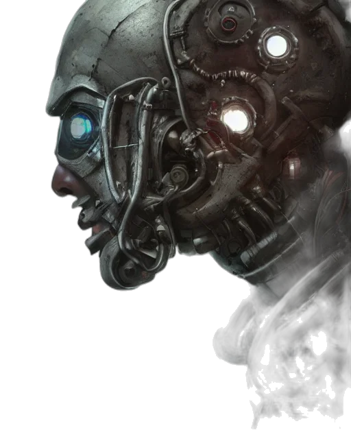 robot, mask, face, creature, cyberpunk, concept art, comic book art, fantasy art transparent PNG cut-out