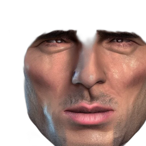 face, mask, hat, robot, 3d render, photorealistic, concept art, vaporwave transparent PNG cut-out