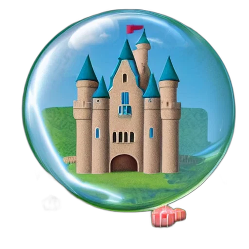 crown, 3d render, concept art, fantasy art, photorealistic, castle, floating, bubble transparent PNG cut-out