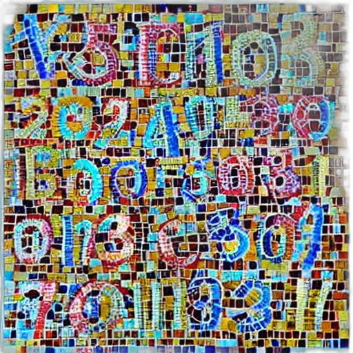 colorful, whole, numbers, written, mosaic transparent PNG cut-out