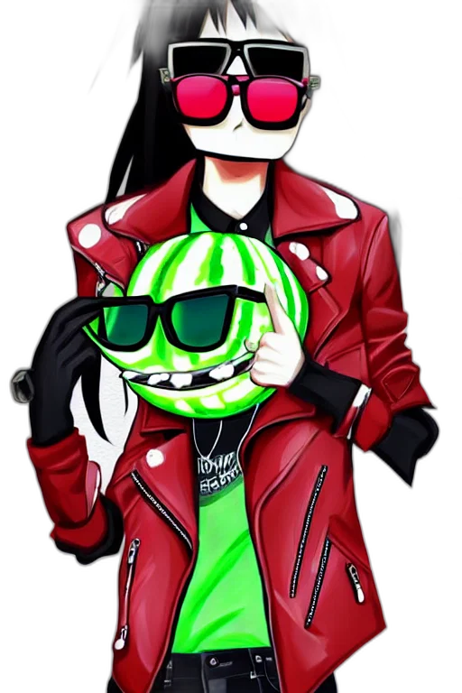 jacket, mask, cartoon, comic book art, concept art, cyberpunk, green, neon transparent PNG cut-out