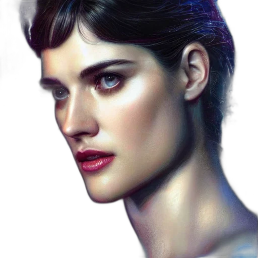 face, hair, crown, photorealistic, fantasy art, concept art, cyberpunk, neon lights transparent PNG cut-out