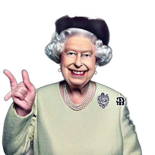 crown, queen, england, grinning, rudely, saying, fuck, raising transparent PNG cut-out