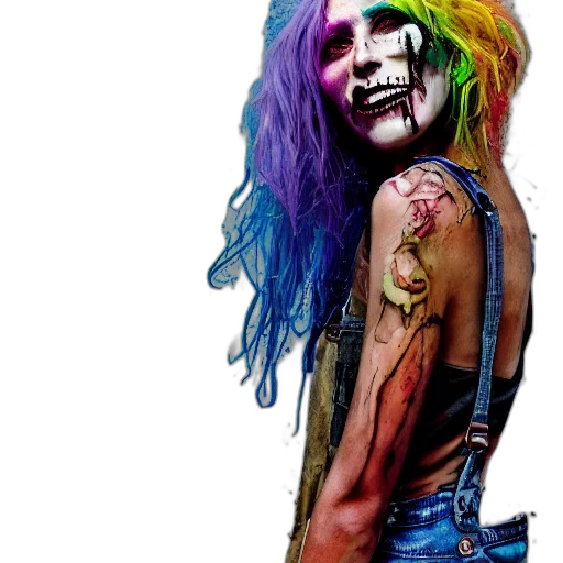 hair, cyberpunk, photorealistic, concept art, comic book art, colorful, mixed, media transparent PNG cut-out