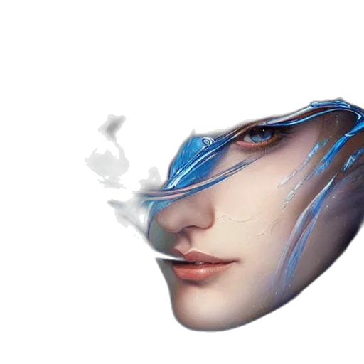face, mask, robot, creature, concept art, vaporwave, 3d render, fantasy art transparent PNG cut-out