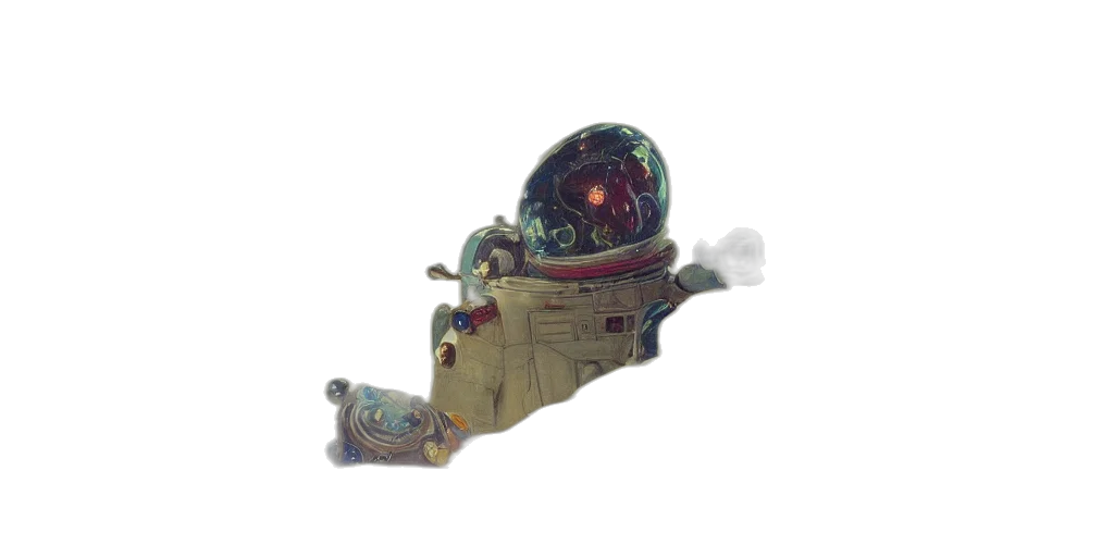robot, staff, mask, jewelry, concept art, 3d render, fantasy art, watercolor transparent PNG cut-out